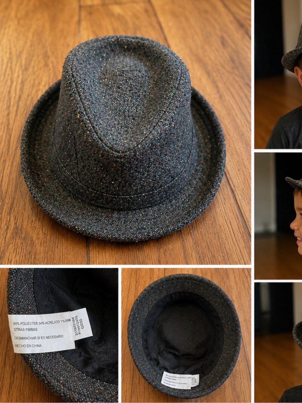 Boys Gray Tweed Fedora Hat | Classic Dress Hat 2-3 years old